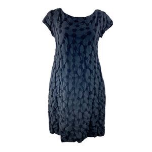 Niche Nilgun Derman Womens XS Textured Sheath Dress Black Art‎ to Wear Short
